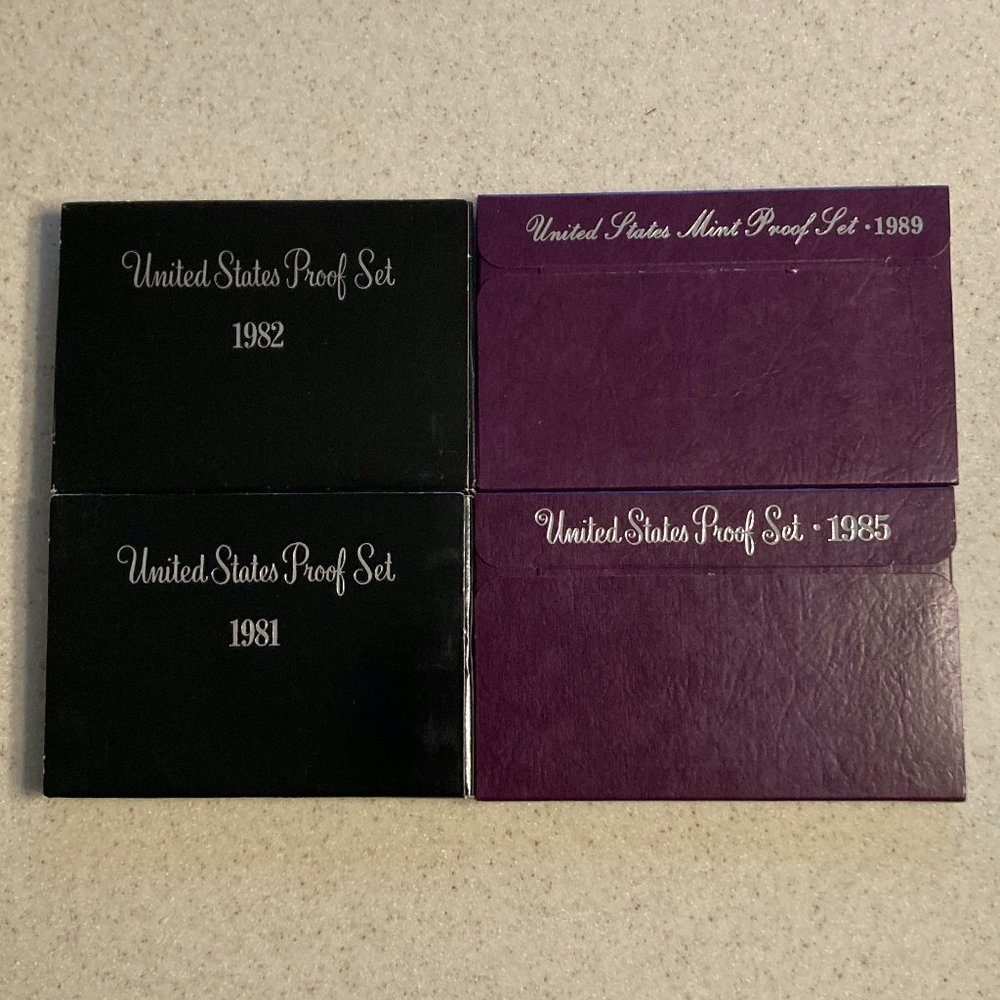 U.S. Mint Proof Sets 1981/1982/1985/1989 Lot of 4